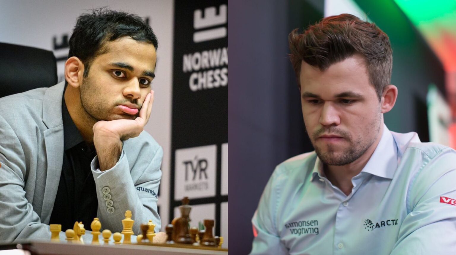 Norway Chess 2025: Carlsen maintains lead, Erigaisi beats Nakamura Magnus Carlsen (R) Arjun Erigaisi(L)