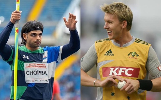 Neeraj Chopra and Brett Lee (PC: X)