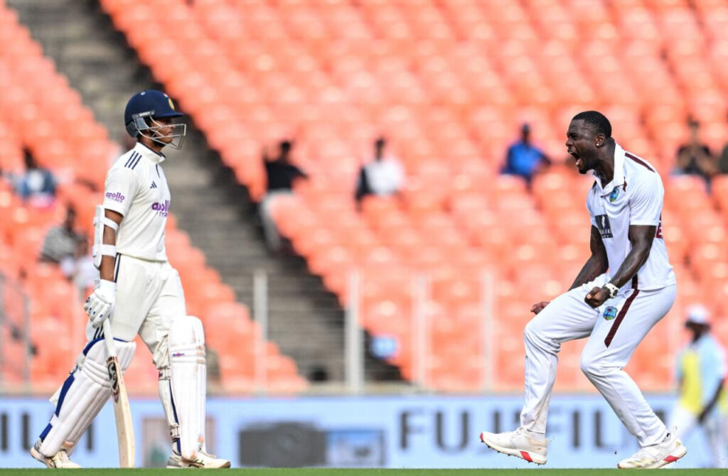 IND vs WI: Seales Fined for Throwing Ball at Jaiswal During Delhi Test Yashasvi_Jaiswal_and_Jayden_Seales