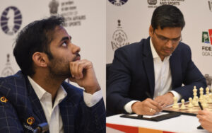 P Harikrishna and Arjun Erigaisi at the FIDE World Cup in Goa